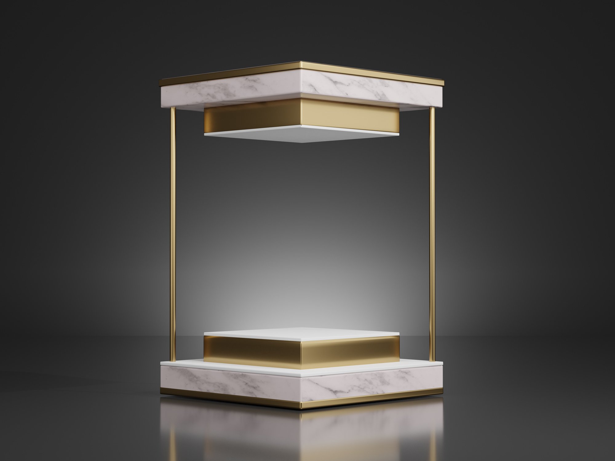 Marble and Gold Podium against Black Background